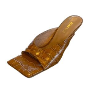 Alias Mae Flynn Crocodile Embossed Leather Square Toe Slides Mules Size 37